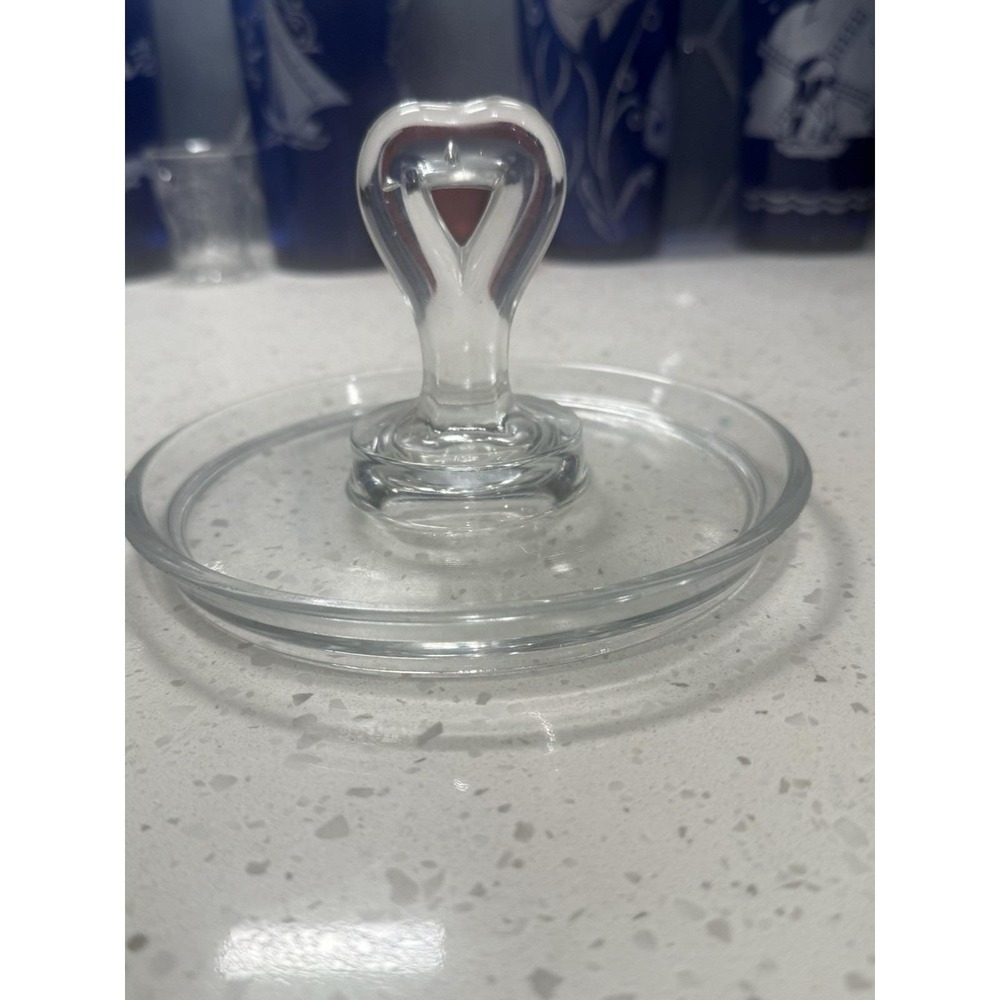 Le Smith Center Handle Snack Tray Trinket Dish Crystal Clear Depression Glass